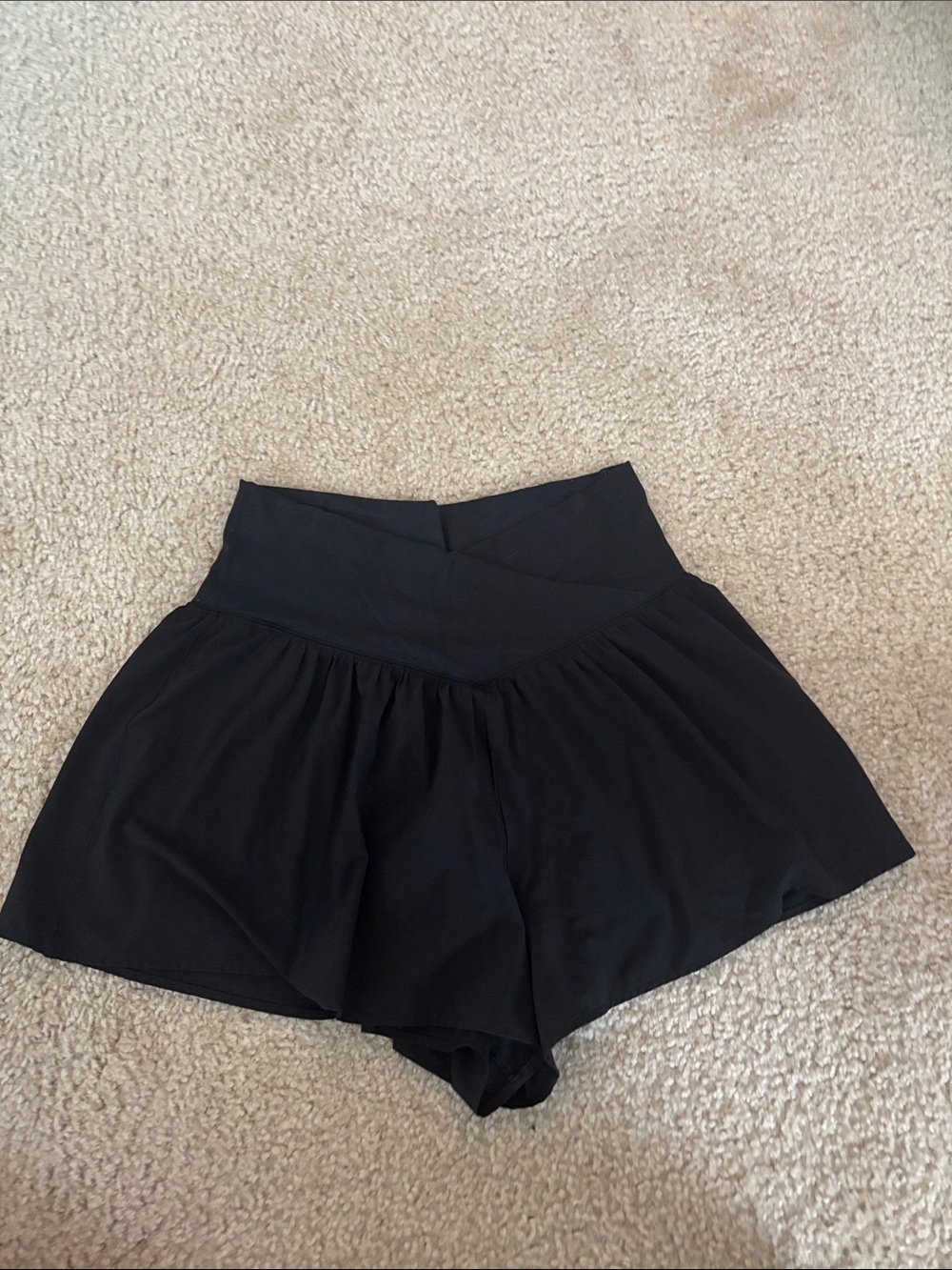 aerie Black High-Waist Flowy Athletic Shorts